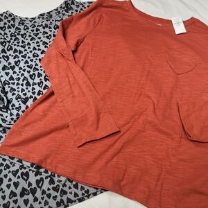 Nwt Girls Plus Size 10.5-12.5 Medium Old Navy Rust and Gray Long Sleeve Tees Lot